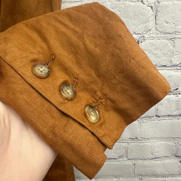 Evereve Alexa Double Breasted Linen Blend Blazer Burnt Orange Size Small - Picture 4 of 8